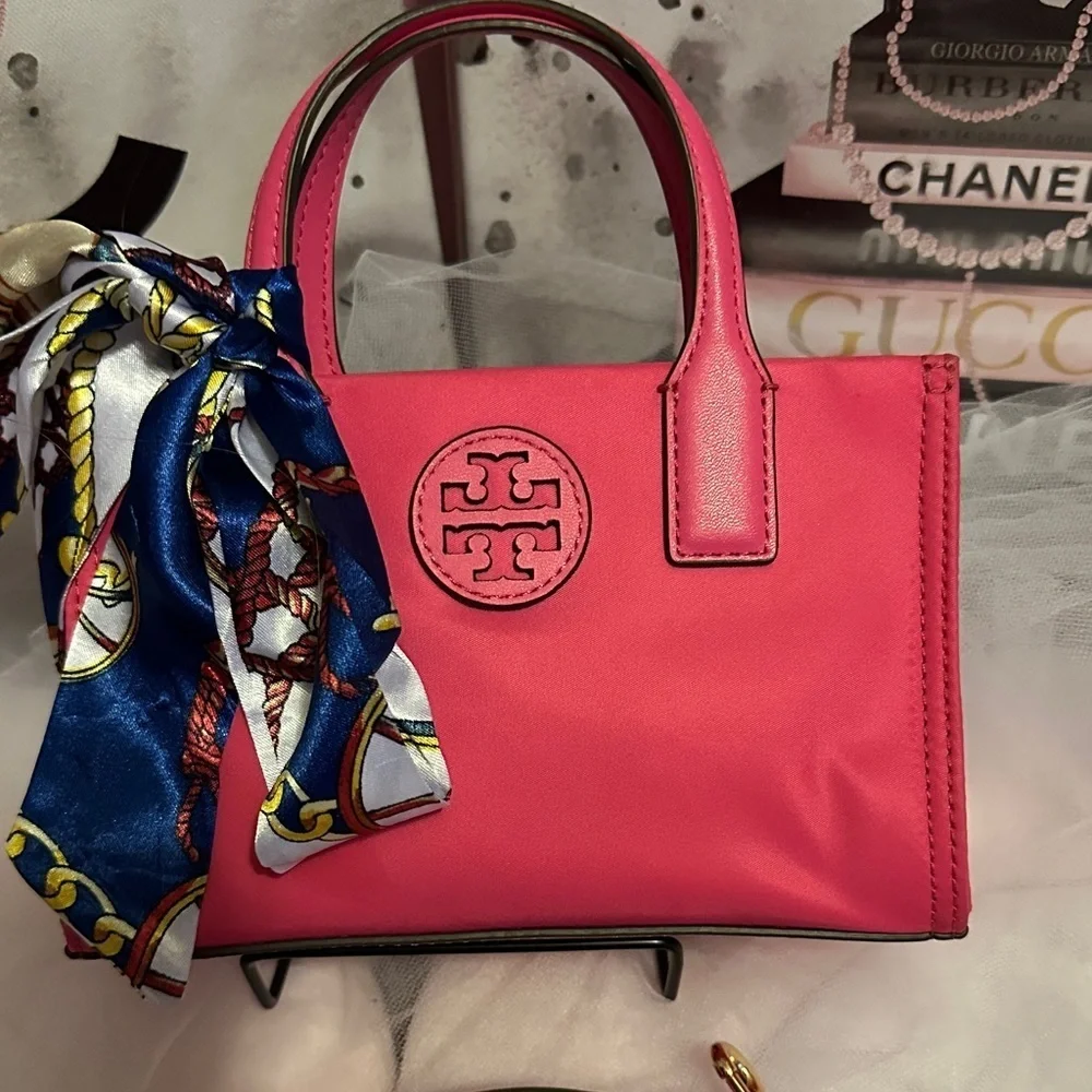 Tory Burch Fuchsia Mini Bag with Scarf Accent
